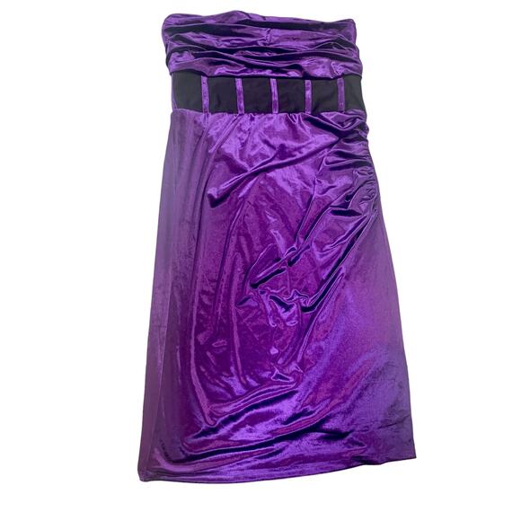 Gabrielle Union Aniyah Strapless Dark Purple Velvet Illusion‎ Dress Sz Large - Picture 8 of 12